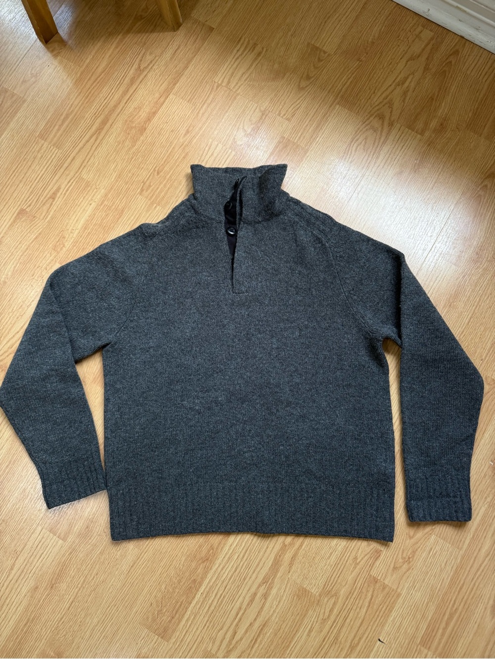 Vintage J.Crew 2005 Lambswool Mock Neck Button Sweater Gray M
